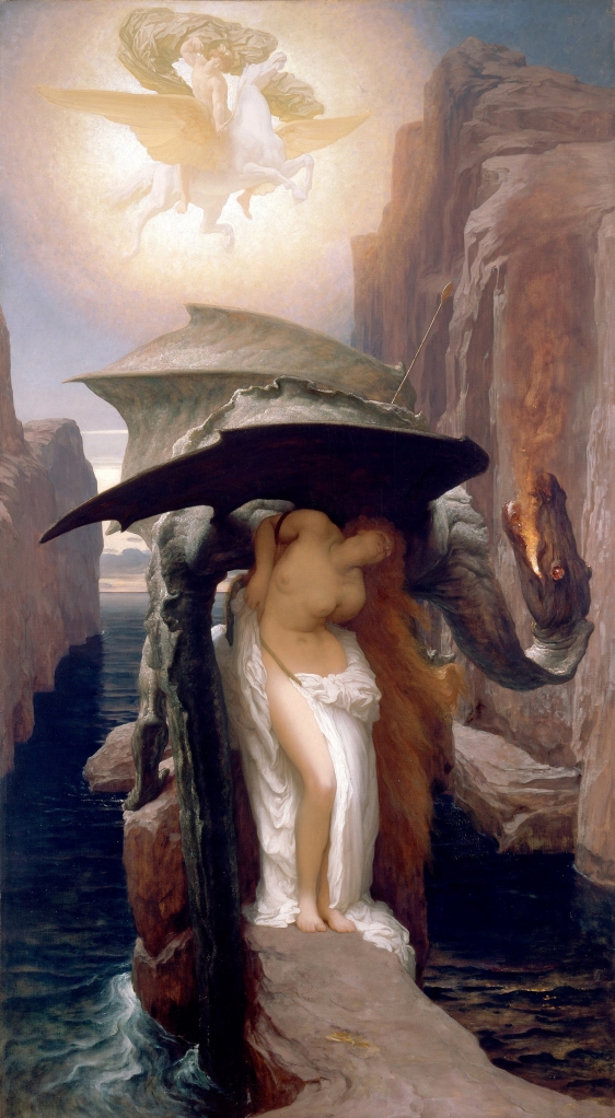 Frederic Leighton (1830–1896), Perseo y Andrómeda. 1891. Óleo sobre lienzo. 235 × 129.2 cm. Walker Art Gallery